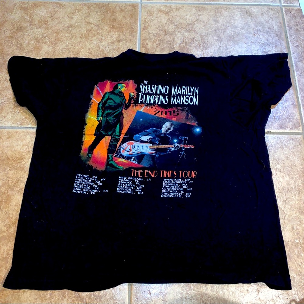 Rare 2015 Marilyn Manson Smashing Pumpkins Concert Tee Shirt Large